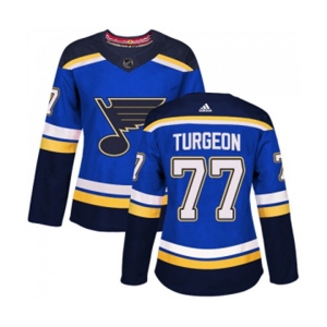 Women Adidas St. Louis Blues #77 Pierre Turgeon Authentic Royal Blue Home NHL Jersey