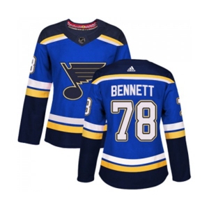 Women Adidas St. Louis Blues #78 Beau Bennett Premier Royal Blue Home NHL Jersey