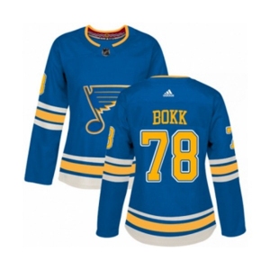 Women Adidas St. Louis Blues #78 Dominik Bokk Authentic Navy Blue Alternate NHL Jersey