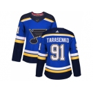 Women Adidas St. Louis Blues #91 Vladimir Tarasenko Blue Home Authentic Stitched NHL Jersey