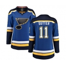 Women St. Louis Blues #11 Brian Sutter Fanatics Branded Royal Blue Home Breakaway NHL Jersey