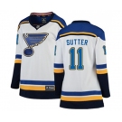 Women St. Louis Blues #11 Brian Sutter Fanatics Branded White Away Breakaway NHL Jersey