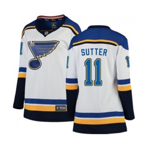 Women St. Louis Blues #11 Brian Sutter Fanatics Branded White Away Breakaway NHL Jersey