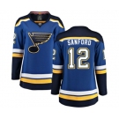 Women St. Louis Blues #12 Zach Sanford Fanatics Branded Royal Blue Home Breakaway NHL Jersey