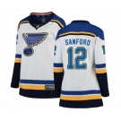 Women St. Louis Blues #12 Zach Sanford Fanatics Branded White Away Breakaway NHL Jersey