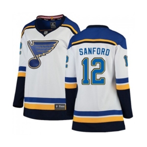 Women St. Louis Blues #12 Zach Sanford Fanatics Branded White Away Breakaway NHL Jersey