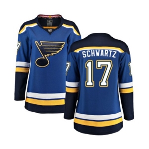 Women St. Louis Blues #17 Jaden Schwartz Fanatics Branded Royal Blue Home Breakaway NHL Jersey