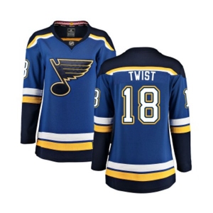 Women St. Louis Blues #18 Tony Twist Fanatics Branded Royal Blue Home Breakaway NHL Jersey