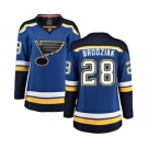 Women St. Louis Blues #28 Kyle Brodziak Fanatics Branded Royal Blue Home Breakaway NHL Jersey