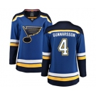 Women St. Louis Blues #4 Carl Gunnarsson Fanatics Branded Royal Blue Home Breakaway NHL Jersey