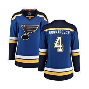 Women St. Louis Blues #4 Carl Gunnarsson Fanatics Branded Royal Blue Home Breakaway NHL Jersey