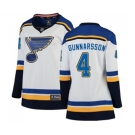 Women St. Louis Blues #4 Carl Gunnarsson Fanatics Branded White Away Breakaway NHL Jersey