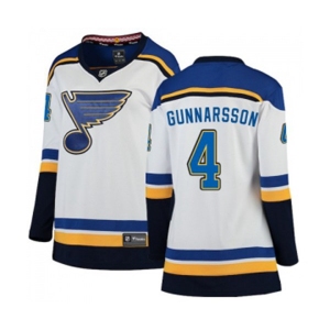 Women St. Louis Blues #4 Carl Gunnarsson Fanatics Branded White Away Breakaway NHL Jersey