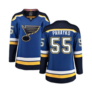 Women St. Louis Blues #55 Colton Parayko Fanatics Branded Royal Blue Home Breakaway NHL Jersey