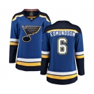 Women St. Louis Blues #6 Joel Edmundson Fanatics Branded Royal Blue Home Breakaway NHL Jersey