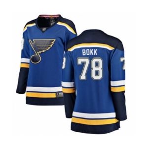 Women St. Louis Blues #78 Dominik Bokk Fanatics Branded Royal Blue Home Breakaway NHL Jersey