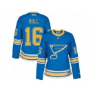 Women's Reebok St. Louis Blues #16 Brett Hull Authentic Blue 2017 Winter Classic NHL Jersey