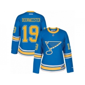 Women's Reebok St. Louis Blues #19 Jay Bouwmeester Authentic Blue 2017 Winter Classic NHL Jersey