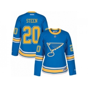 Women's Reebok St. Louis Blues #20 Alexander Steen Authentic Blue 2017 Winter Classic NHL Jersey