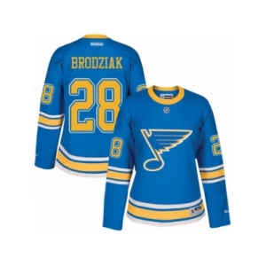 Women's Reebok St. Louis Blues #28 Kyle Brodziak Authentic Blue 2017 Winter Classic NHL Jersey