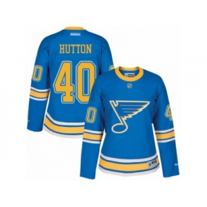 Women's Reebok St. Louis Blues #40 Carter Hutton Authentic Blue 2017 Winter Classic NHL Jersey