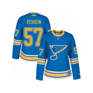 Women's Reebok St. Louis Blues #57 David Perron Authentic Blue 2017 Winter Classic NHL Jersey