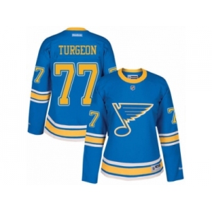 Women's Reebok St. Louis Blues #77 Pierre Turgeon Authentic Blue 2017 Winter Classic NHL Jersey