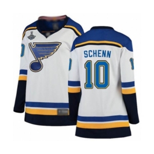 Women's St. Louis Blues #10 Brayden Schenn Fanatics Branded White Away Breakaway 2019 Stanley Cup Champions Hockey Jersey