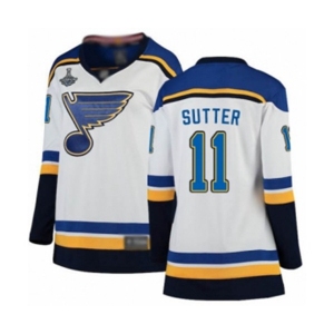 Women's St. Louis Blues #11 Brian Sutter Fanatics Branded White Away Breakaway 2019 Stanley Cup Champions Hockey Jersey