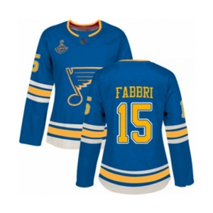 Women's St. Louis Blues #15 Robby Fabbri Authentic Navy Blue Alternate 2019 Stanley Cup Champions Hockey Jersey