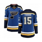 Women's St. Louis Blues #15 Robby Fabbri Fanatics Branded Royal Blue Home Breakaway 2019 Stanley Cup Champions Hockey Jersey