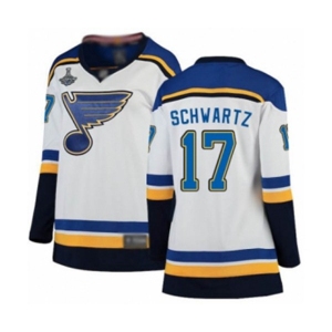 Women's St. Louis Blues #17 Jaden Schwartz Fanatics Branded White Away Breakaway 2019 Stanley Cup Champions Hockey Jersey