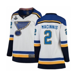 Women's St. Louis Blues #2 Al Macinnis Fanatics Branded White Away Breakaway 2019 Stanley Cup Champions Hockey Jersey