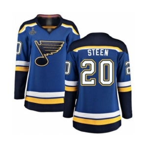 Women's St. Louis Blues #20 Alexander Steen Fanatics Branded Royal Blue Home Breakaway 2019 Stanley Cup Champions Hockey Jersey