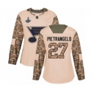 Women's St. Louis Blues #27 Alex Pietrangelo Authentic Camo Veterans Day Practice 2019 Stanley Cup Champions Hockey Jersey