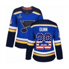 Women's St. Louis Blues #29 Vince Dunn Authentic Blue USA Flag Fashion 2019 Stanley Cup Champions Hockey Jersey