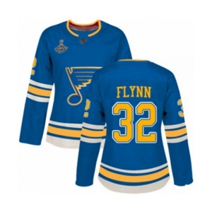 Women's St. Louis Blues #32 Brian Flynn Authentic Navy Blue Alternate 2019 Stanley Cup Champions Hockey Jersey