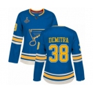 Women's St. Louis Blues #38 Pavol Demitra Authentic Navy Blue Alternate 2019 Stanley Cup Champions Hockey Jersey