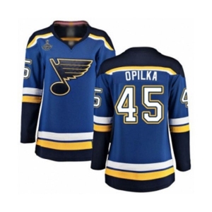 Women's St. Louis Blues #45 Luke Opilka Fanatics Branded Royal Blue Home Breakaway 2019 Stanley Cup Champions Hockey Jersey