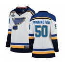 Women's St. Louis Blues #50 Jordan Binnington Fanatics Branded White Away Breakaway 2019 Stanley Cup Champions Hockey Jersey