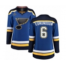 Women's St. Louis Blues #6 Joel Edmundson Fanatics Branded Royal Blue Home Breakaway 2019 Stanley Cup Champions Hockey Jersey