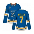 Women's St. Louis Blues #7 Joe Mullen Authentic Navy Blue Alternate 2019 Stanley Cup Champions Hockey Jersey