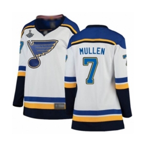 Women's St. Louis Blues #7 Joe Mullen Fanatics Branded White Away Breakaway 2019 Stanley Cup Champions Hockey Jersey