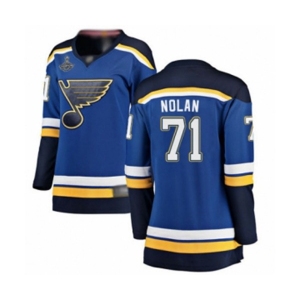 Women's St. Louis Blues #71 Jordan Nolan Fanatics Branded Royal Blue Home Breakaway 2019 Stanley Cup Champions Hockey Jersey