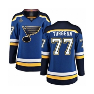 Women's St. Louis Blues #77 Pierre Turgeon Fanatics Branded Royal Blue Home Breakaway 2019 Stanley Cup Champions Hockey Jersey