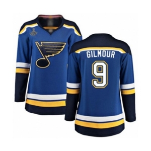 Women's St. Louis Blues #9 Doug Gilmour Fanatics Branded Royal Blue Home Breakaway 2019 Stanley Cup Champions Hockey Jersey