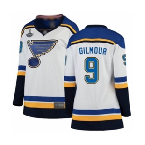 Women's St. Louis Blues #9 Doug Gilmour Fanatics Branded White Away Breakaway 2019 Stanley Cup Champions Hockey Jersey