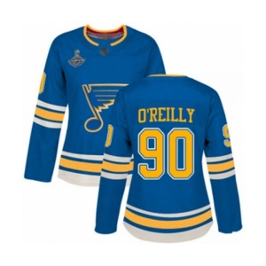 Women's St. Louis Blues #90 Ryan O'Reilly Authentic Navy Blue Alternate 2019 Stanley Cup Champions Hockey Jersey