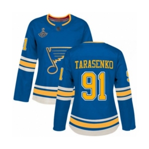 Women's St. Louis Blues #91 Vladimir Tarasenko Authentic Navy Blue Alternate 2019 Stanley Cup Champions Hockey Jersey