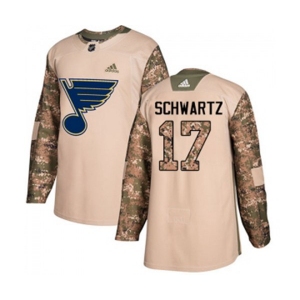 Youth Adidas St. Louis Blues #17 Jaden Schwartz Authentic Camo Veterans Day Practice NHL Jersey